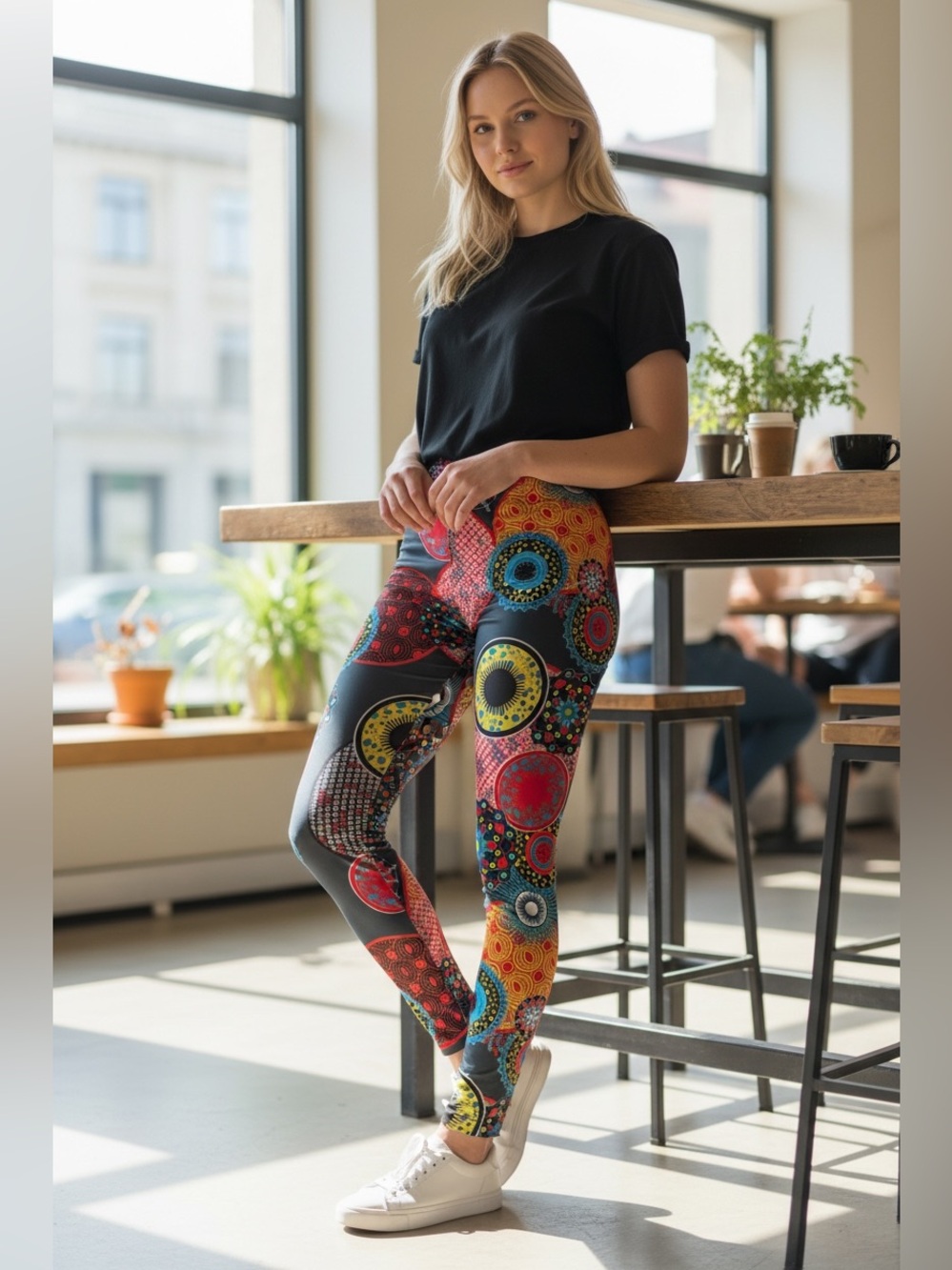 Women’s Multicolor Medallion Print Leggings - Size L - NWOT